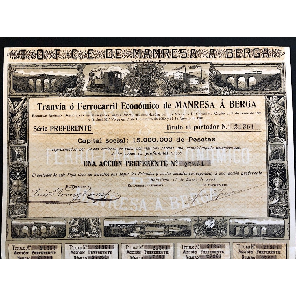 1902 - TRANVIA O FERROCARRIL E. DE MANRESA A...