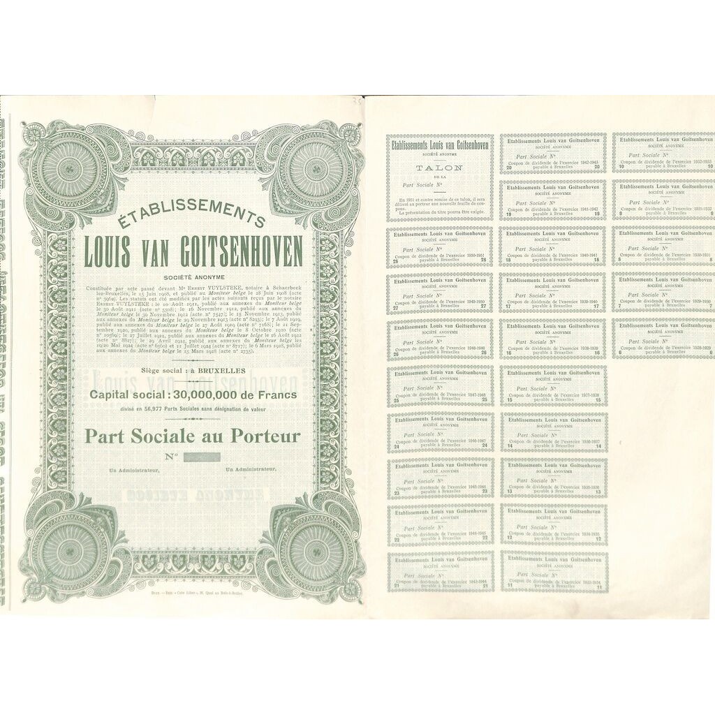 1928 - LOUIS VAN GOITSENHOVEN ETABLISSEMENTS