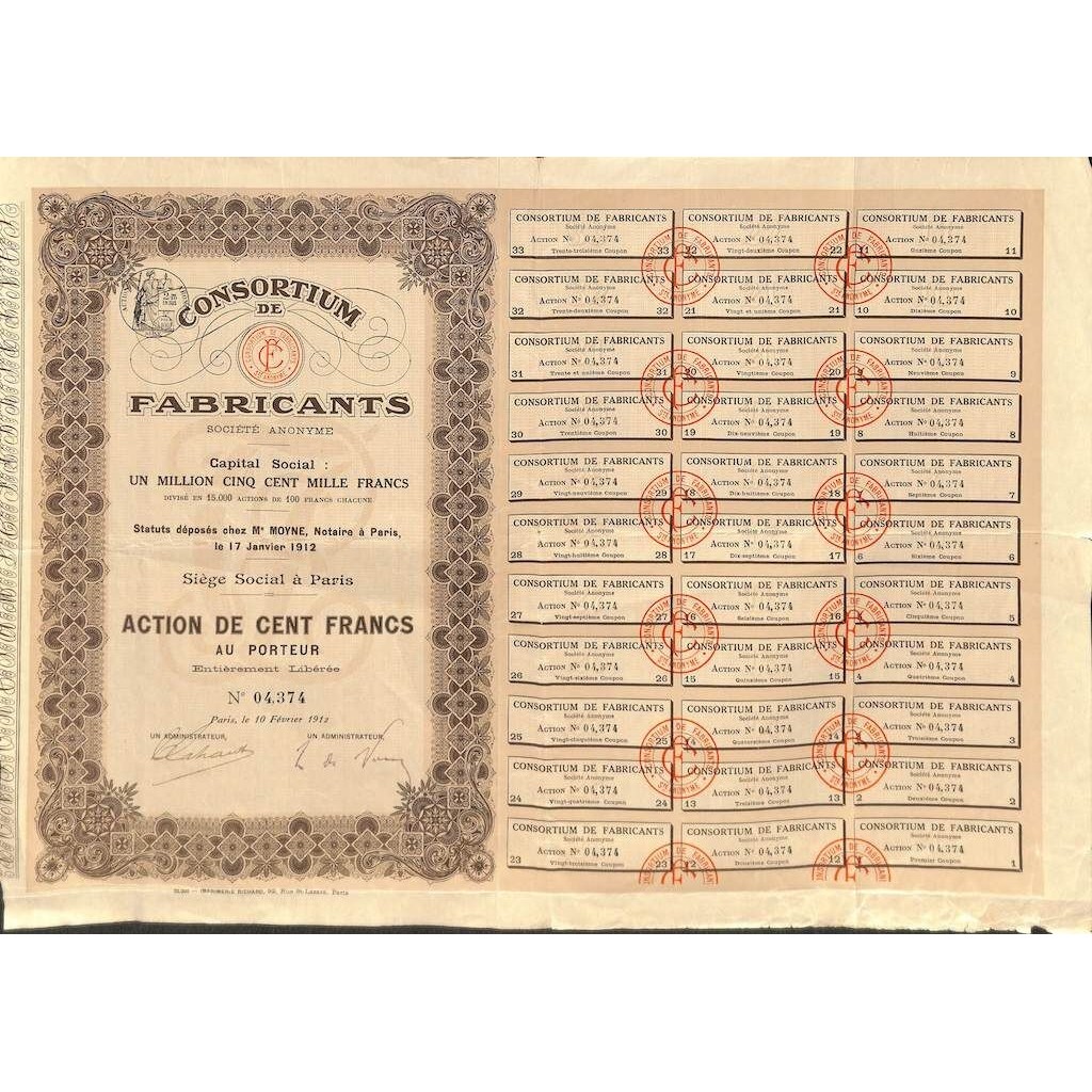 1912 - CONSORTIUM DE FABRICANTS