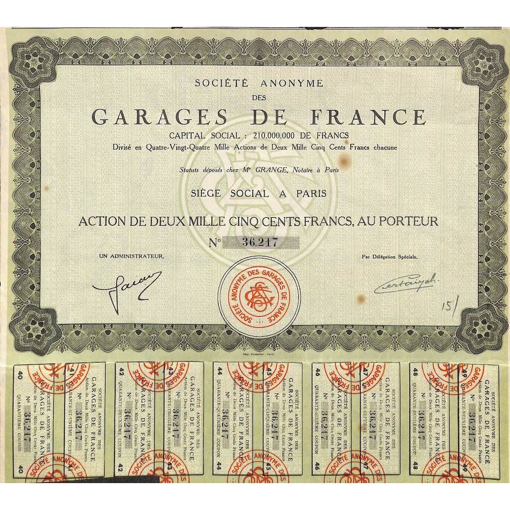 1940 - GARAGES DE FRANCE