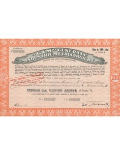 GIM - GENERALE INDUSTRIE METALLURGICHE - 100 AZIONI MILANO 1920