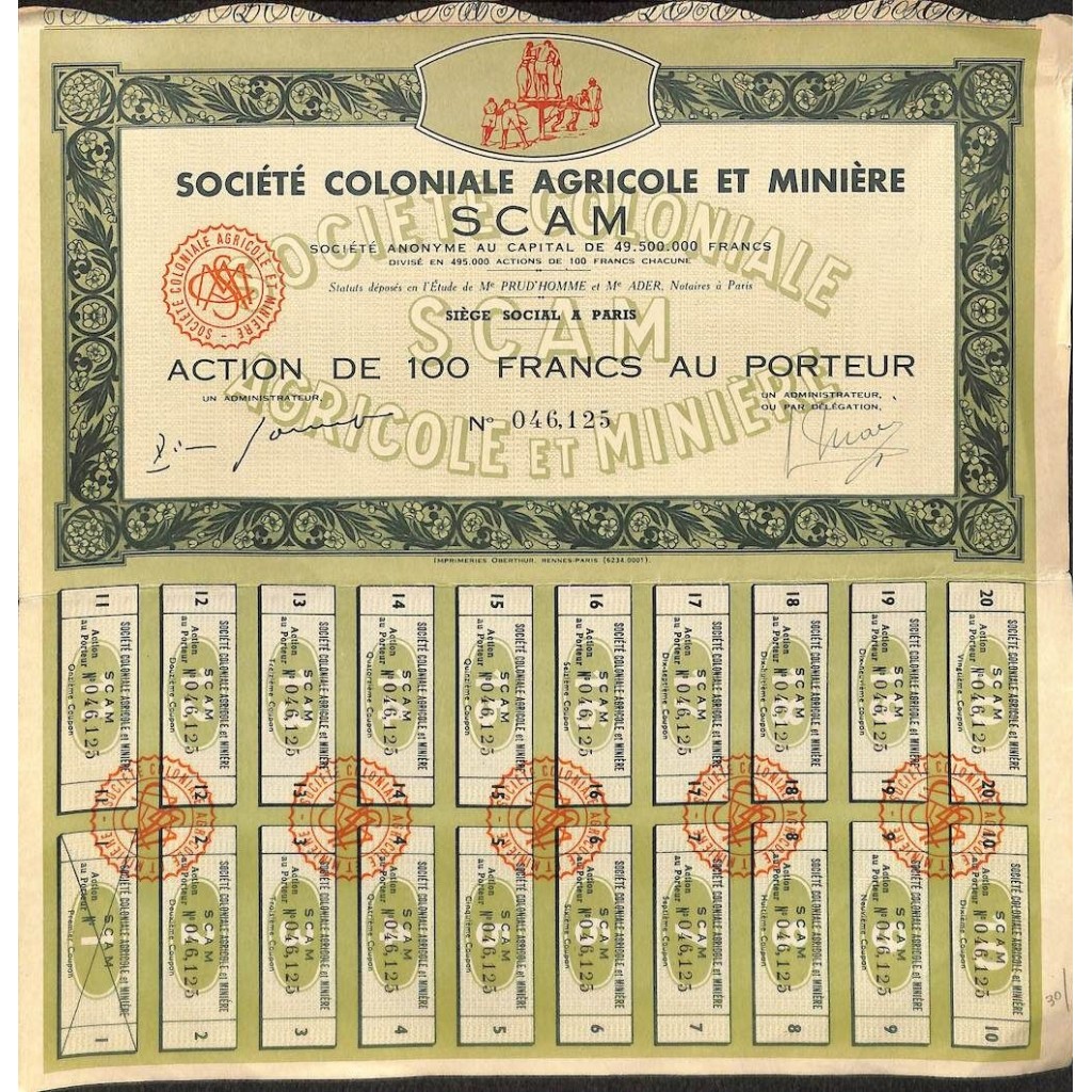 SCAM - SOC. COLONIALE AGRICOLE ET MINIERE