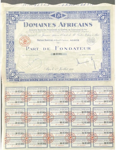 1929 - DOMAINES AFRICAINS