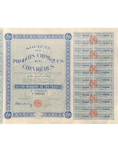 1929 - PRODUITS CHIMIQUES DE CHEVRIERES SOC. DES