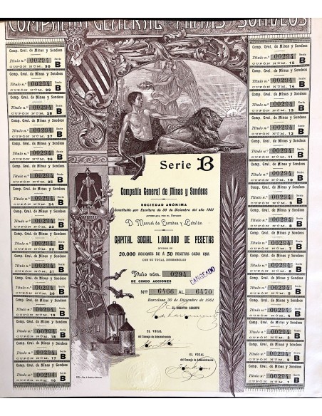 1901 - COMPANIA GENERAL DE MINAS Y SONDEOS - SERIE B - BARCELONA