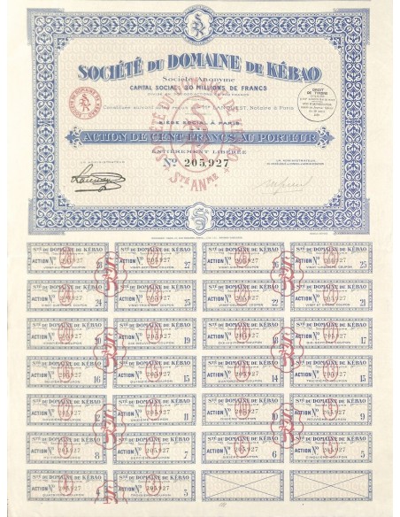 1930 - DOMAINE DE KÉBAO SOC. DU