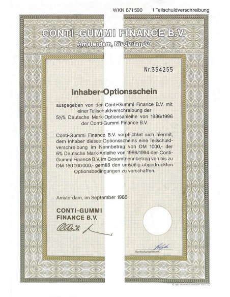 1986 - CONTI-GUMMI FINANCE B.V.