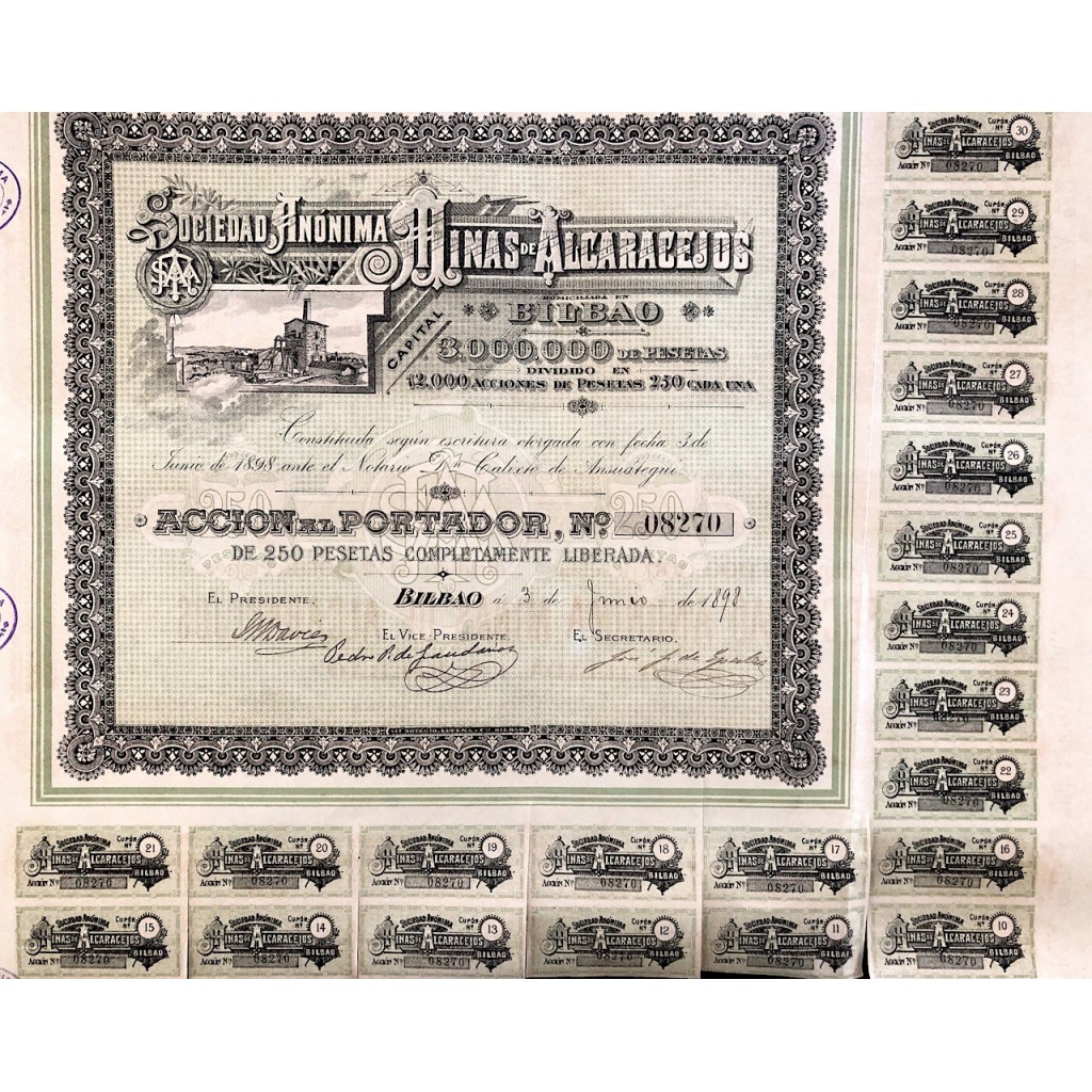 1898 - SOCIEDAD ANONIMA MINAS DE ALCARACEJOS -...
