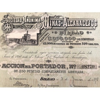 1898 - SOCIEDAD ANONIMA MINAS DE ALCARACEJOS - BILBAO