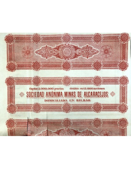 1898 - SOCIEDAD ANONIMA MINAS DE ALCARACEJOS - BILBAO