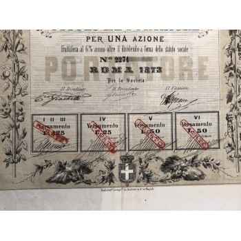 1873 - SOCIETA' GENERALE DI CREDITO IPOTECARIO ITALIANO - 1 AZIONE - ROMA