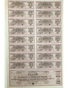 STAATS RENTE OBLIGATION 1000 KRONEN - 1909 2