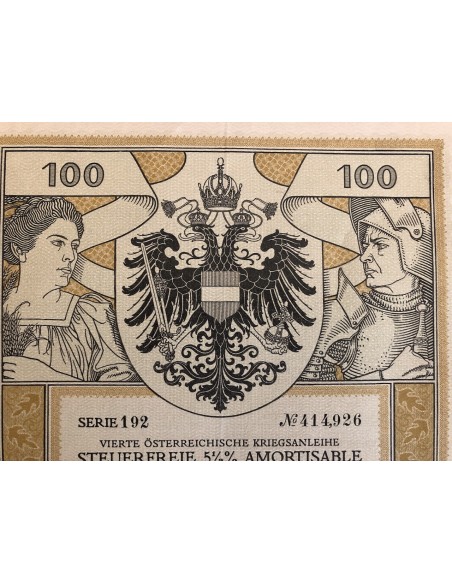 OSTERREICHISCHE STAATSANLEIHE 100 KRONEN - 1916