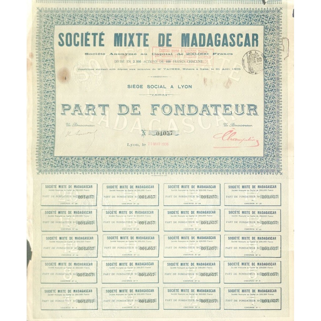 1906 - MIXTE DE MADAGASCAR SOC.