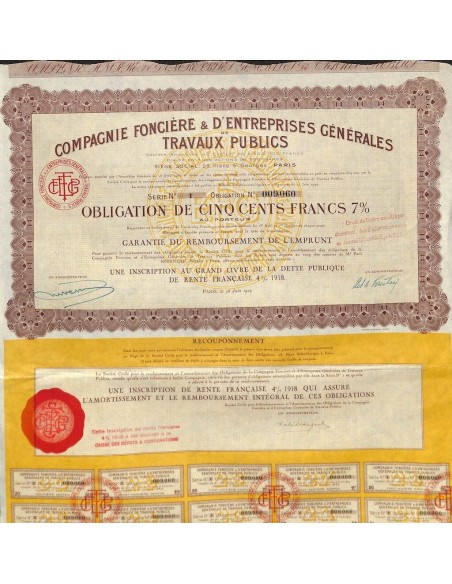 1929 - FONCIERE ET D'ENTREPRISES GENERALES DE TRAVAUX PUBLICS COMP.