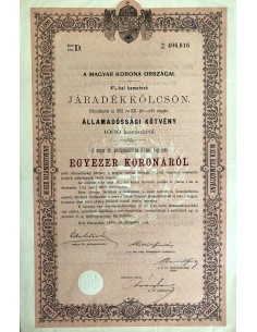 MAGYAR KORONA ORSZAGAI - 1000 KORONAROL - BUDAPEST 1892