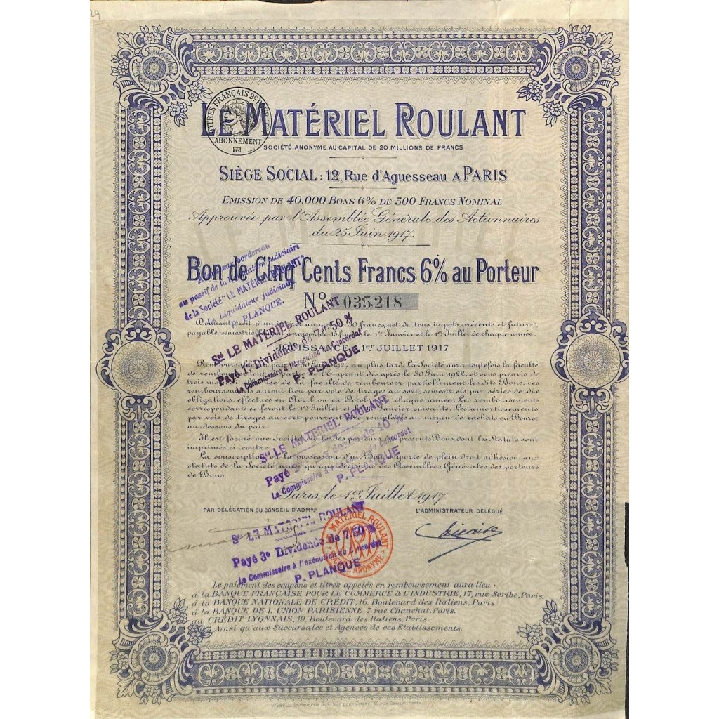 1917 - LE MATERIEL ROULANT