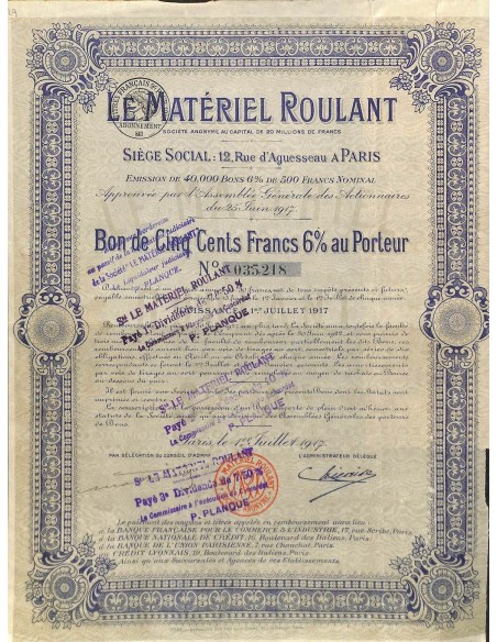 1917 - LE MATERIEL ROULANT
