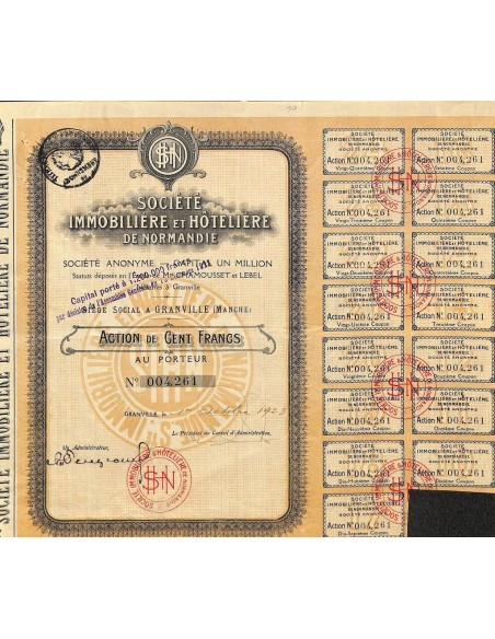 1923 - IMMOBILIERE ET HOTELIERE DE NORMANDIE SOC.