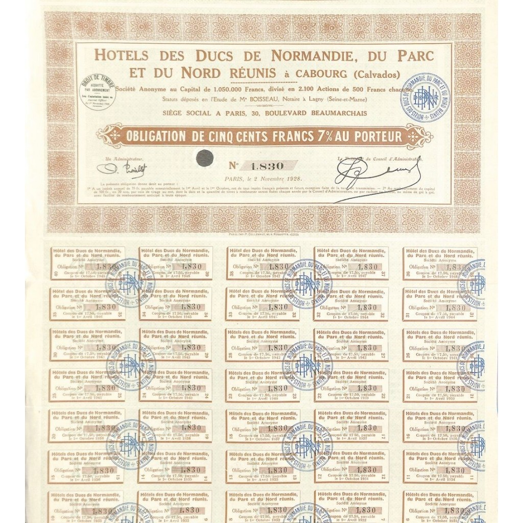 1928 - HOTELS DES DUCS DE NORMANDIE, DU PARC ET...
