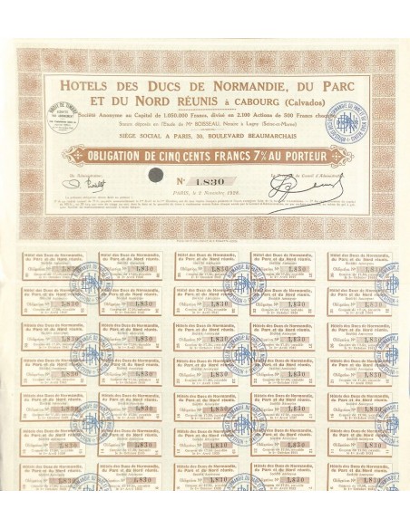 1928 - HOTELS DES DUCS DE NORMANDIE, DU PARC ET DU NORD REUNIS A CABOURG