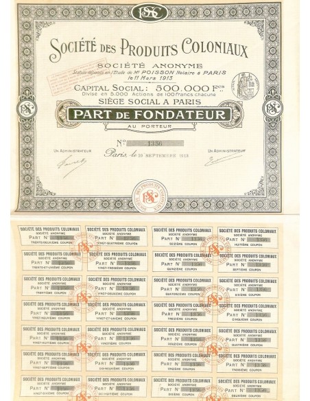 1913 - PRODUITS COLONIAUX SOC. DES