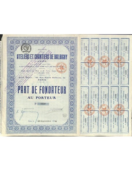 1920 - ATELIERS ET CHANTIERS DE BALBIGNY