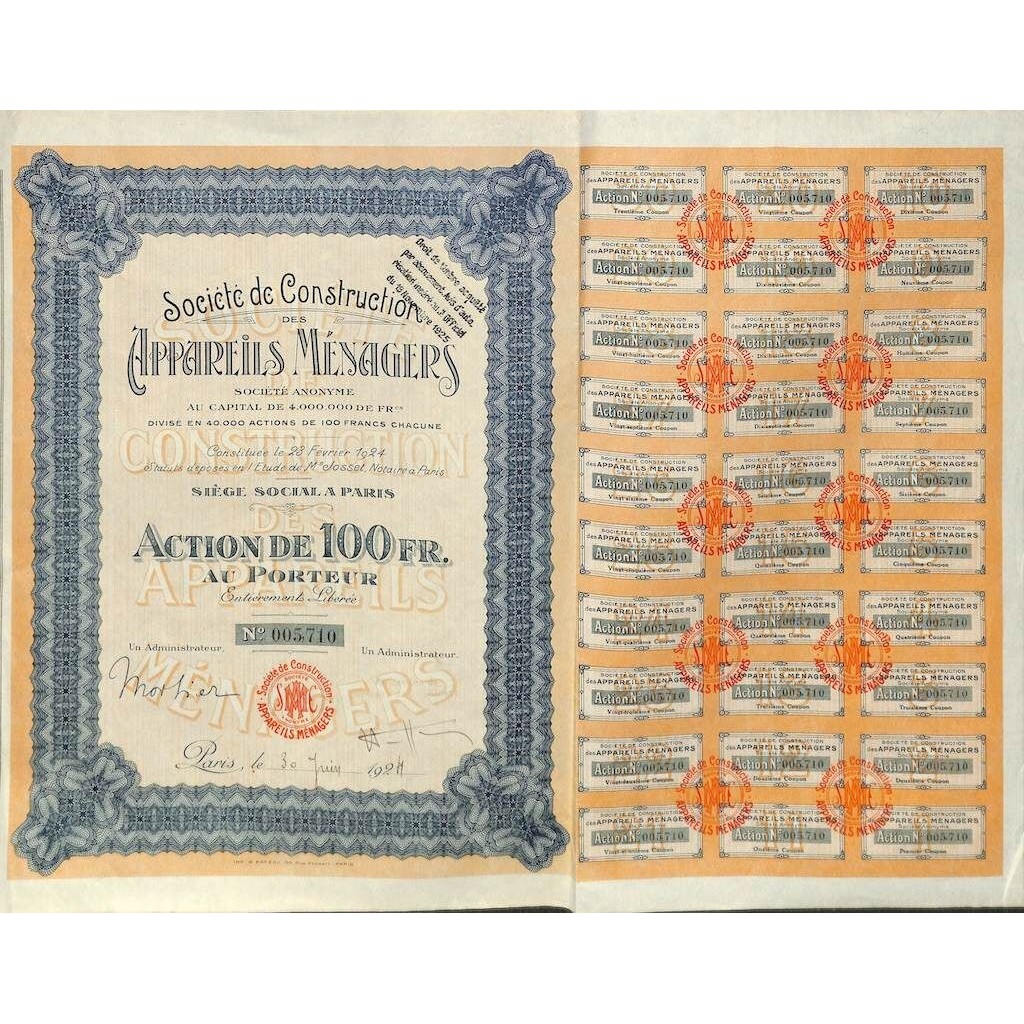 1924 - APPAREILS MENAGERS SOC. DE CONSTRUCTION DES