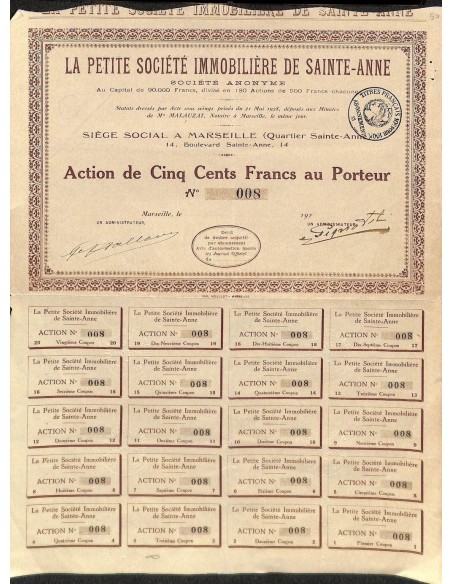 1920 - LA PETITE SOCIETÉ IMMOBILIERE DE SAINTE-ANNE