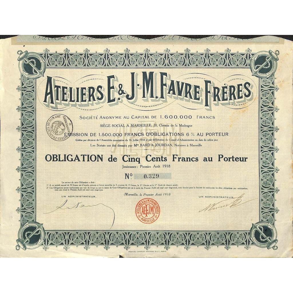 1918 - ATELIERS E. ET J.M. FAVRE FRERES