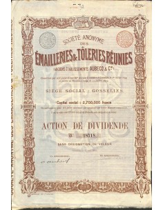 1899 - EMAILLERIES ET TOLERIES REUNIES SOC. ANON. DES