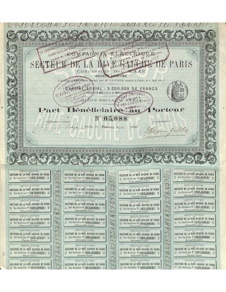 1893 - SECTEUR DE LA RIVE GAUCHE DE PARIS COMP. ELECTRIQUE DU