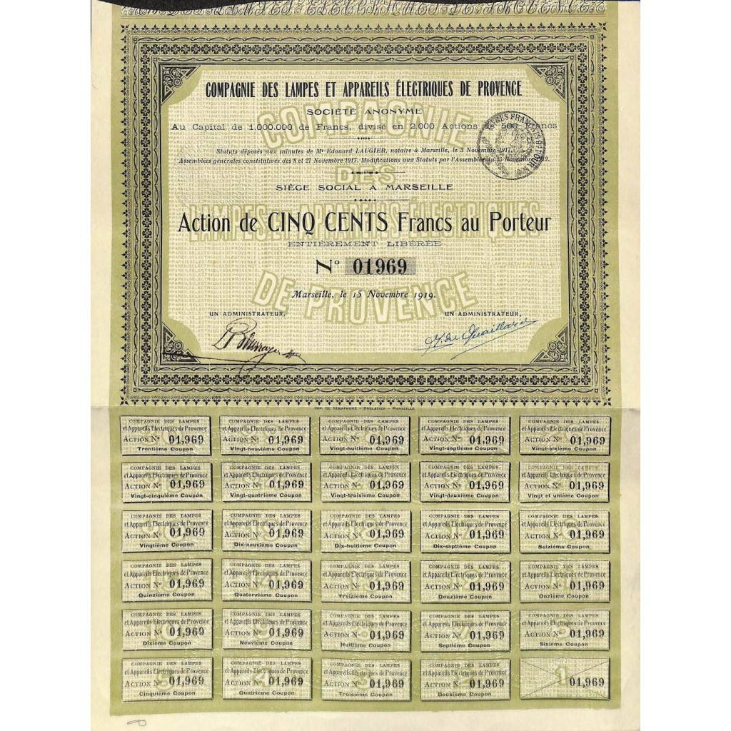 1919 - COMP. DES LAMPES ET APPAREILS...