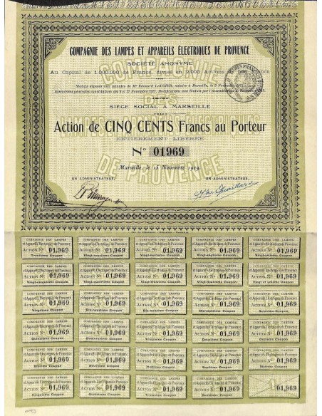 1919 - COMP. DES LAMPES ET APPAREILS ELECTRIQUES DE PROVENCE