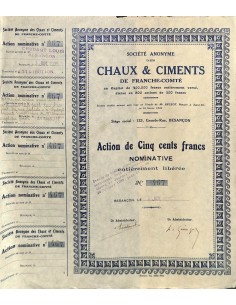 1935 - CHAUX ET CIMENTS DE FRANCHE-COMTÉ SOC. ANON. DES