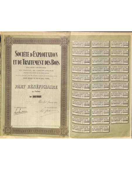 1922 - D'EXPLOITATION ET DE TRAITEMENT DES BOIS SOC.