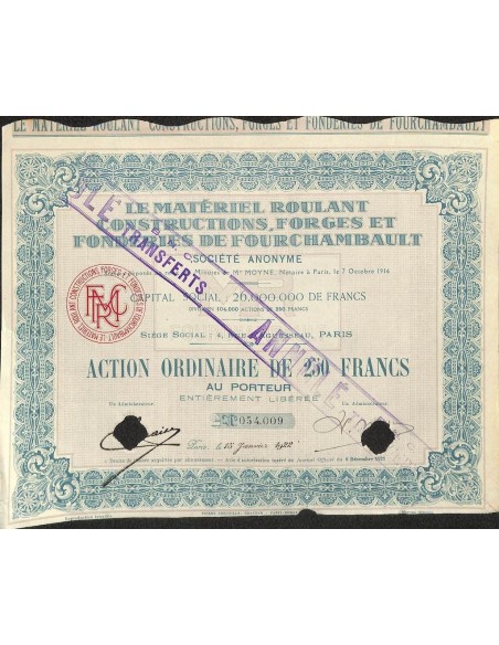 1922 - LE MATERIEL ROULANT CONSTRUCTIONS, FORGES ET FONDERIES DE FOURCHAMBAULT