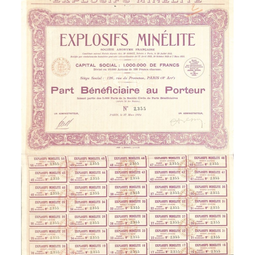 1924 - EXPLOSIFS MINÉLITE