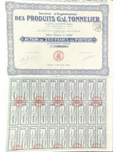 1930 - PRODUITS G.- J. TONNELIER SOC. D'EXPLOITATION DES