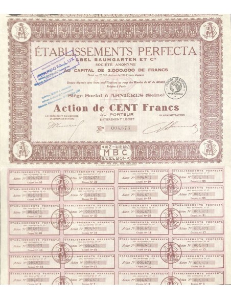 1932 - ETABLISSEMENTS PERFECTA (ABEL BAUMGARTEN ET C.IE)
