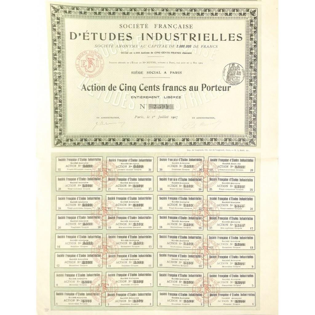 1907 - D'ÉTUDES INDUSTRIELLES SOC. FRANCAISE