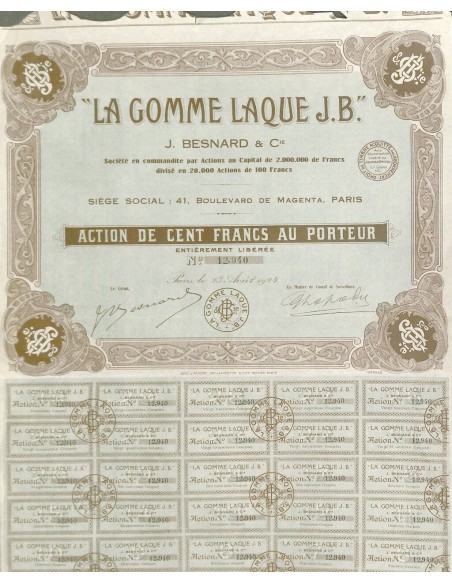 1924 - LA GOMME LAQUE J. B. ( J. BESNARD ET C.IE )