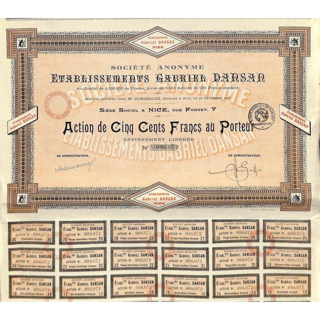 1927 - ETABLISSEMENTS GABRIEL DANSAN