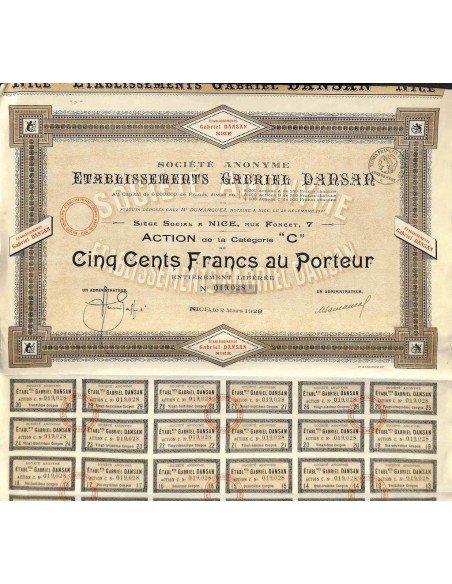 1929 - ETABLISSEMENTS GABRIEL DANSAN