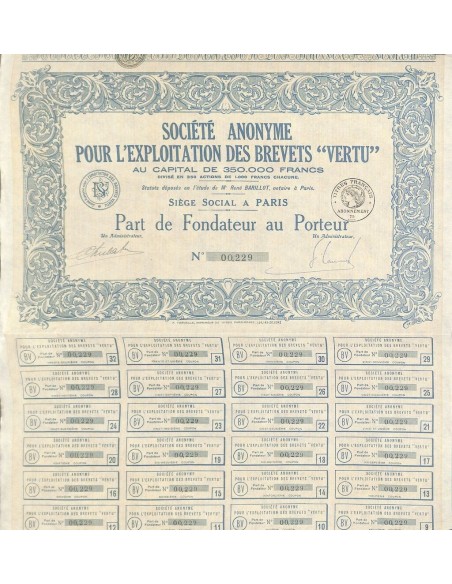 EXPLOITATION DES BREVETS VERTU SOC. ANON. POUR L'