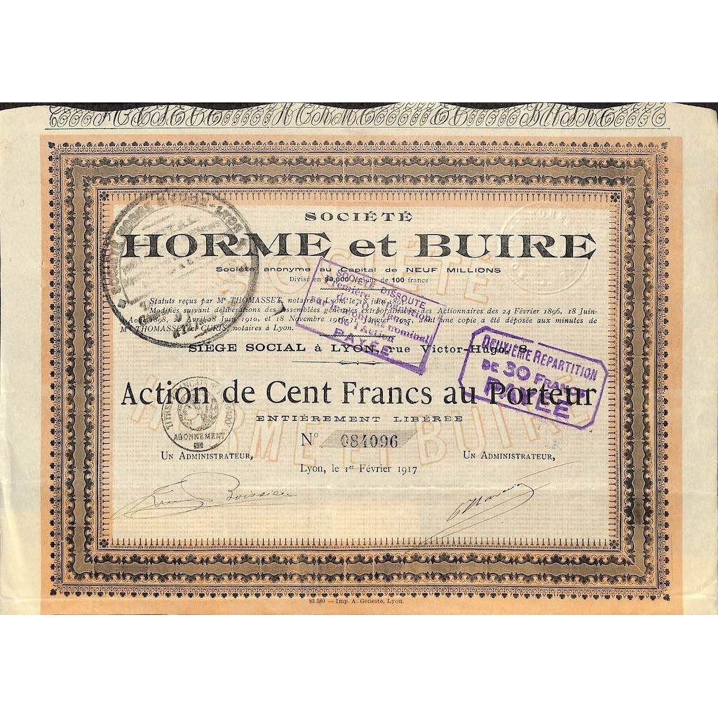 1917 - HORME ET BUIRE SOC.