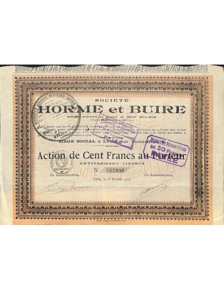 1917 - HORME ET BUIRE SOC.