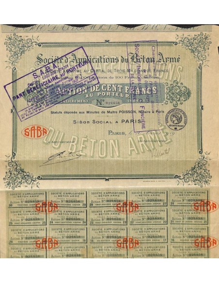 1919 - APPLICATIONS DU BETON ARMÉ SOC. D'
