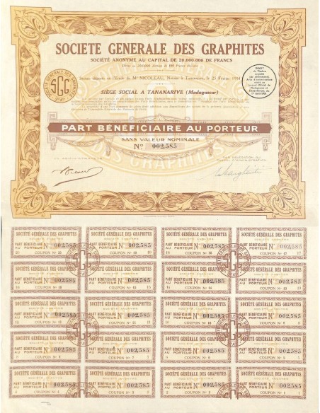1931 - GENERALE DES GRAPHITES SOC.