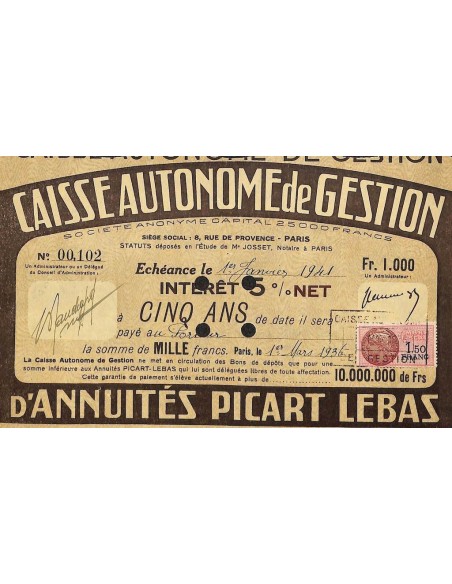 1936 - CAISSE AUTONOME DE GESTION